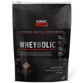 GNC AMP Wheybolicâ„¢ Protein Powder, Chocolate Fudge, 1.2 lbs, 40g Whey Protein