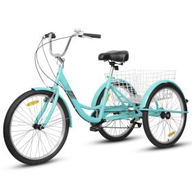 Adult Tricycles 7 Speed, Adult Trikes 24 inch 3 Wheel Bikes, Three-Wheeled Bicycles Cruise Trike with Shopping Basket for Seniors, Women, Men