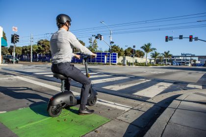 Electric Scooter with Foldable Seat w/35 Miles Operating Range & 15.5mph Max Speed - Black