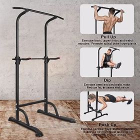 Sport Power Tower Workout Dip Station Pull Up Bar, Height Adjustable Multi-Function Dip Stand for Home Gym Strength Training Fitness Equipment