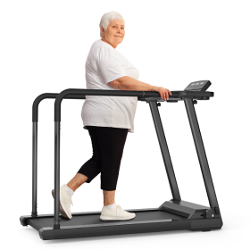 Senior Treadmill Long Armrest Balance (removable) 300 LBS Folding electric treadmill Walking Aerobic Training Large LCD Display 2.5HP Motor Home / Off