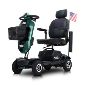 MAX PLUS EMERALD 4 Wheels Outdoor Compact Mobility Scooter with 2pcs*20AH Lead acid Battery, 16 Miles, Cup Holders & USB charger Port