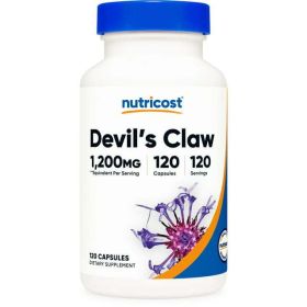 Nutricost Devils Claw 1200mg Equivalent, 120 Capsules - Veggie Caps, Non-GMO, Gluten Free, and Vegetarian Friendly