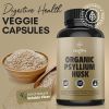 Psyllium Husk Capsules All Natural Fiber Supplement for Gut Health 750 Mg 250 Capsules