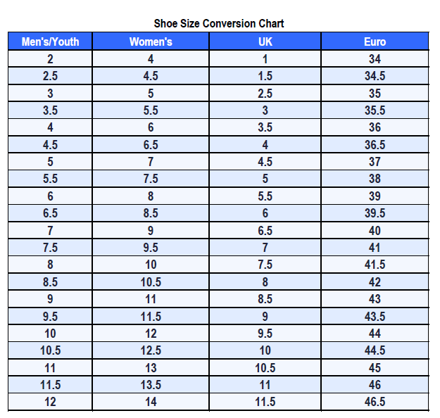 Size Chart Conversions