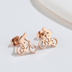 Accessories Fashion Creative Personality Cycling Stud Earrings (Color: rose gold)