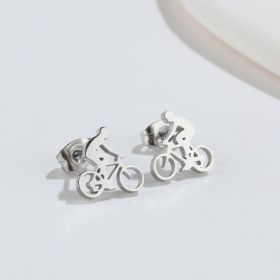 Accessories Fashion Creative Personality Cycling Stud Earrings (Color: Silver)