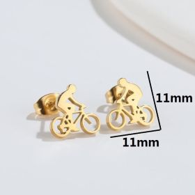 Accessories Fashion Creative Personality Cycling Stud Earrings (Color: Gold)