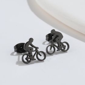 Accessories Fashion Creative Personality Cycling Stud Earrings (Color: Black)