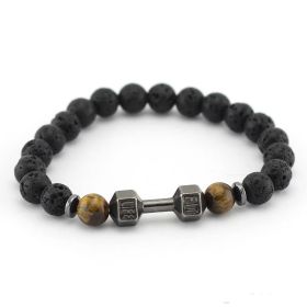 Stretch Volcano Dumbbell Men's Bracelet (Color: Black)