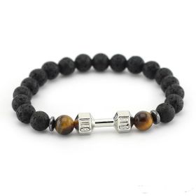 Stretch Volcano Dumbbell Men's Bracelet (Color: Silver)