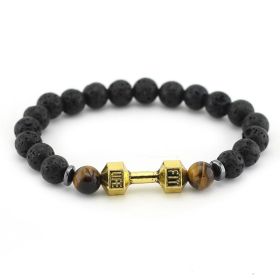 Stretch Volcano Dumbbell Men's Bracelet (Color: Gold)