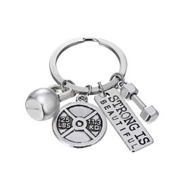 Men And Women Fashion Sports Power Dumbbell Barbell Kettlebell Keychain (Color: Style2)