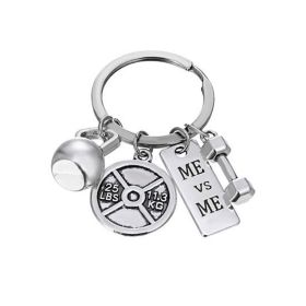 Men And Women Fashion Sports Power Dumbbell Barbell Kettlebell Keychain (Color: Style1)