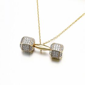 Creative Personality Dumbbell Shape Pendant Necklace (Style: With Chain, Color: Gold)