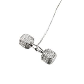 Creative Personality Dumbbell Shape Pendant Necklace (Style: With Chain, Color: White Gold)