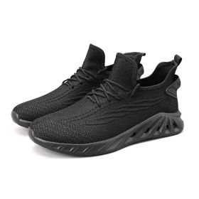 Male Mesh Breathable Walk Jogging Tennis Sneakers Indoor Fitness Non-slip Trainers Men Casual Comfortable Running Sports Shoes (Color: Black, size: 45)