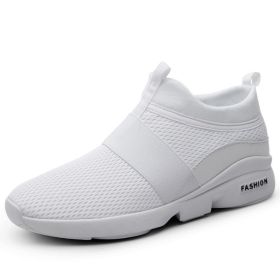 2022 Men Breathable Comfortable Rubber Walk Jogging Non-Slip Sports Shoes Male Running Slip-on Sneakers Outdoor Fitness Trainers (Color: White, size: 37)