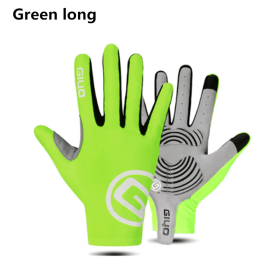 GIYO Touch Screen Long Full Fingers Half Fingers Gel Sports Cycling Gloves MTB Road Bike Riding Racing Women Men Bicycle Gloves (Color: green long, size: L)