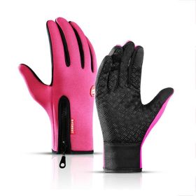 Hot Winter Gloves For Men Women Touchscreen Warm Outdoor Cycling Driving Motorcycle Cold Gloves Windproof Non-Slip Womens Gloves (Color: Pink, Gloves Size: S)