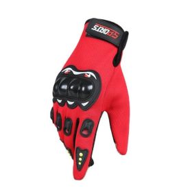 Full Finger Breathable Anti-Slip Protective Touchscreen Cycling Glove (Color: Red, Type: Cycling Glove)