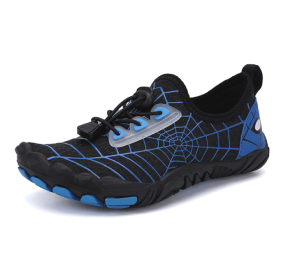 New children's fitness sports shoes outdoor beach swimming shoes upstream stream shoes (Color: Black/Blue, size: 34)