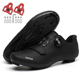 Ultralight Cycling Shoes Mtb Carbon Fiber Road Bike Boots Men Mountain Bicycle SPD Cleats Shoes Women Biking Speed Flat Sneaker (Color: full black road, size: 39)