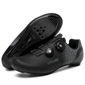 Mtb Cycling Shoes Men Mountain Bike Footwear Women Bike Boots Road Speed Bicycle Sneaker Flat Cleat SPD Riding Racing Sneakers (Color: black road, size: 39)