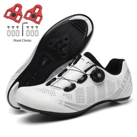 Cycling Sneaker Mtb Men Spd Cleats Bicycle Shoes Women Road Bike Boots Speed Sneaker Racing Mountain Bicycle Boots Flat Pedal (Color: white road, size: 43)