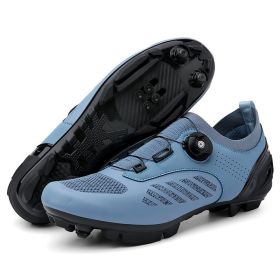 Cycling Sneaker MTB Men Breathable Road Bike Shoes Self-locking Cleat Flat Speed Bicycle Footwear Women Racing Spd Cycling Shoes (Color: blue mtb, size: 43)