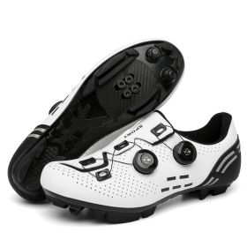 Professional Bicycle Shoes Carbon Fiber Cycling Sneaker Mtb Spd Men Self-Locking Cleats Road Bike Shoes Speed Women Cycling Shoe (Color: white mtb, size: 40)