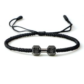 Originality Woven Dumbbell Alloy Bracelet (Color: Black gun black)