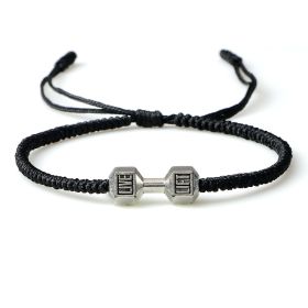 Originality Woven Dumbbell Alloy Bracelet (Color: Black silver)