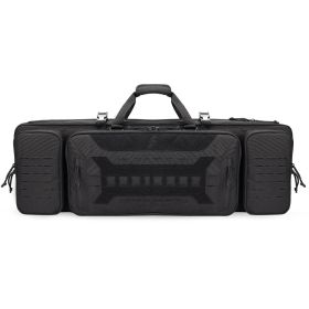 VOTAGOO Double Rifle Case Gun Bag, Safely Long-Barrel Firearm Transportation Cases Locks (Color: Black, size: 42inches)