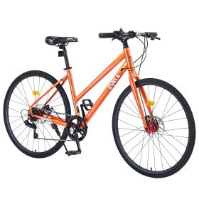 7 Speed Hybrid bike Disc Brake 700C Road Bike For men women's City Bicycle (Color: As pic)