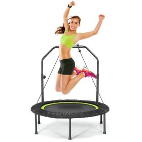 40 Inch Foldable Fitness Rebounder with Resistance Bands Adjustable Home (Color: Green)