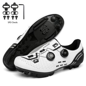 Ultralight Cycling Shoes Mtb Carbon Fiber Road Bike Boots Men Mountain Bicycle SPD Cleats Shoes Women Biking Speed Flat Sneaker (Color: white mtb cleats, size: 46)