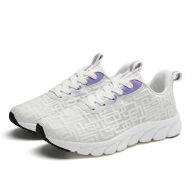 Women Girls 35-41 Casual Sneaker Breathable Mesh Summer Light Cozy Outdoor Running Sport Shoes Fitness Spring Autumn Comfortable (Color: white purple, size: 35)