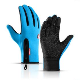 Hot Winter Gloves For Men Women Touchscreen Warm Outdoor Cycling Driving Motorcycle Cold Gloves Windproof Non-Slip Womens Gloves (Color: Blue, Gloves Size: XXL)